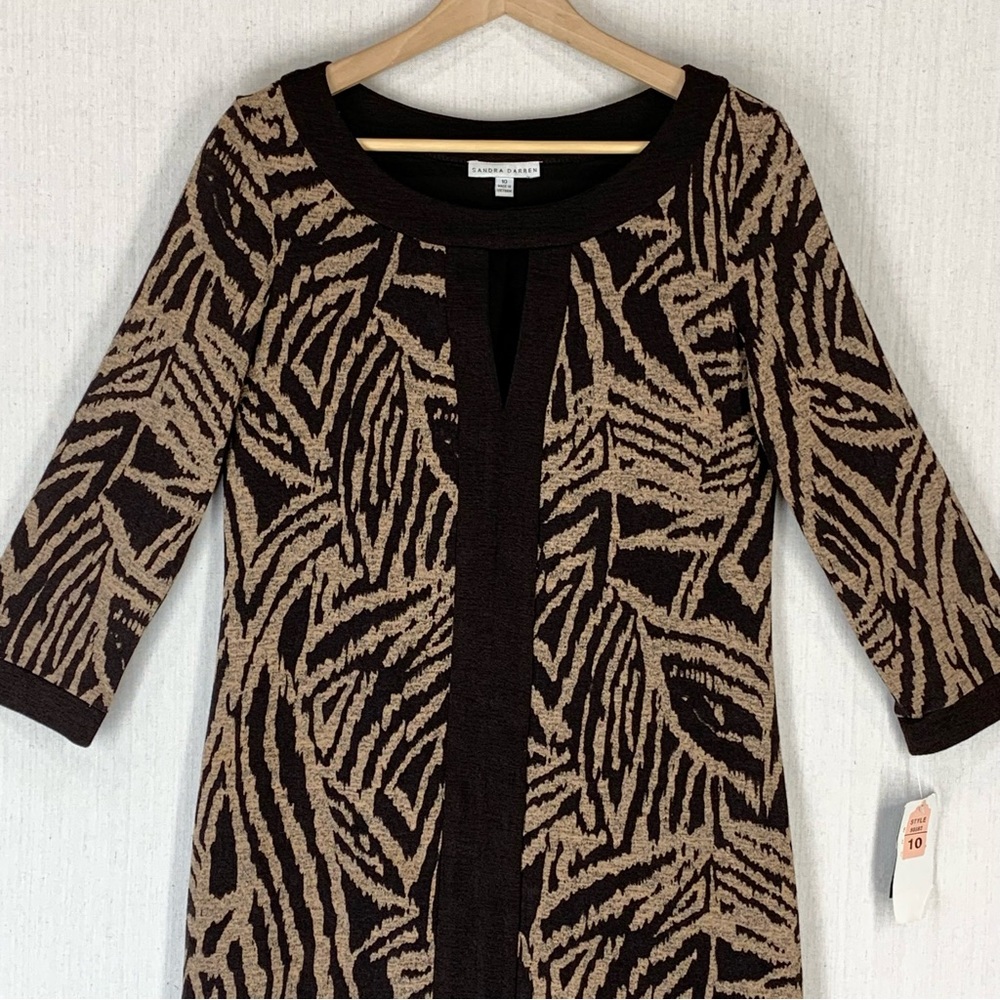 Sandra Darren~NWT~Women's Retro Geometric‎ Print Knit Sweater Midi Dress~Sz 10 - Picture 2 of 15
